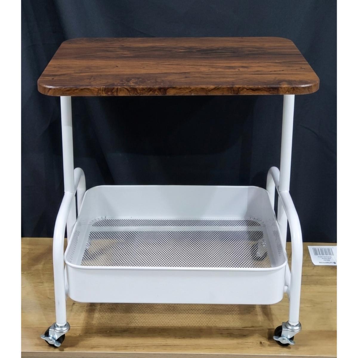 Rolling Side Table with Storage Basket