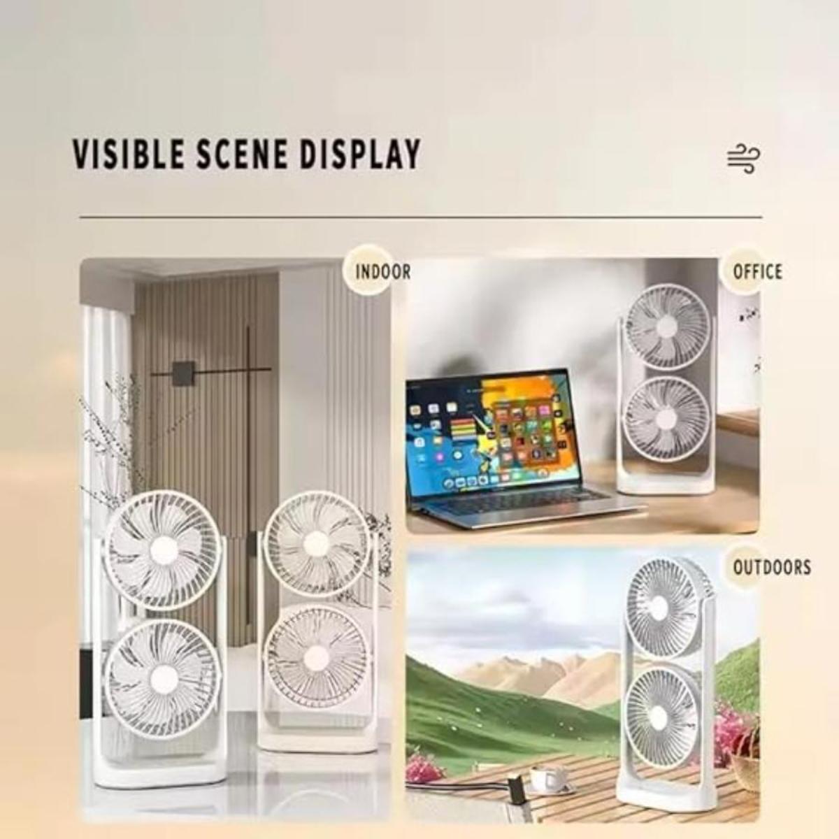 Dual-Head Portable Fan with Type-C Charging