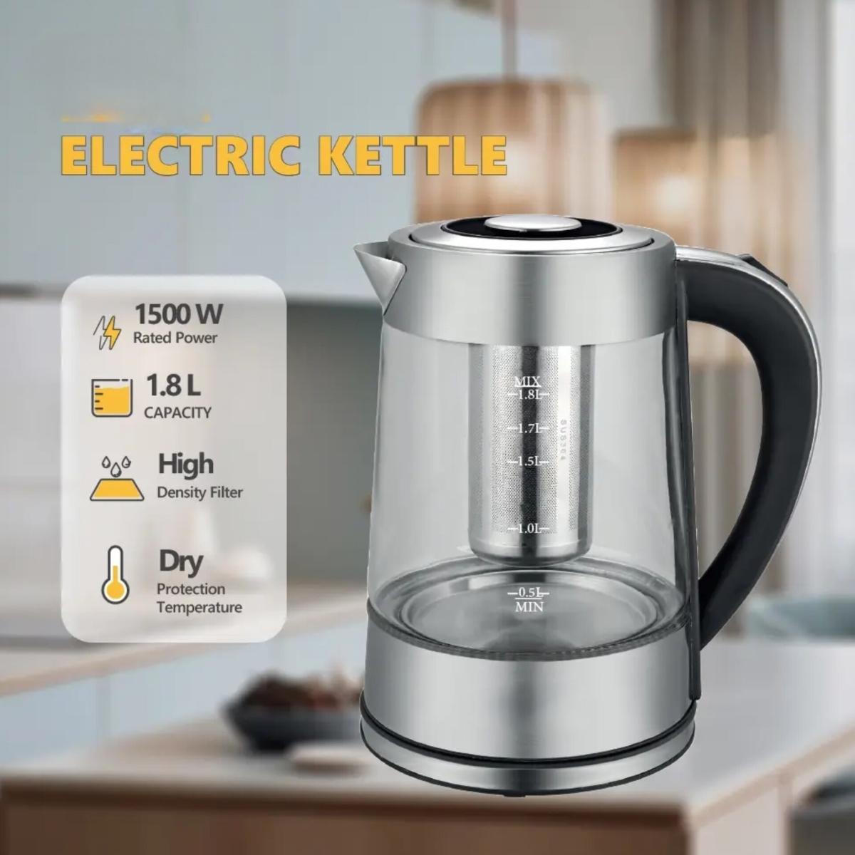 1.8L Glass Electric Kettle 1500W