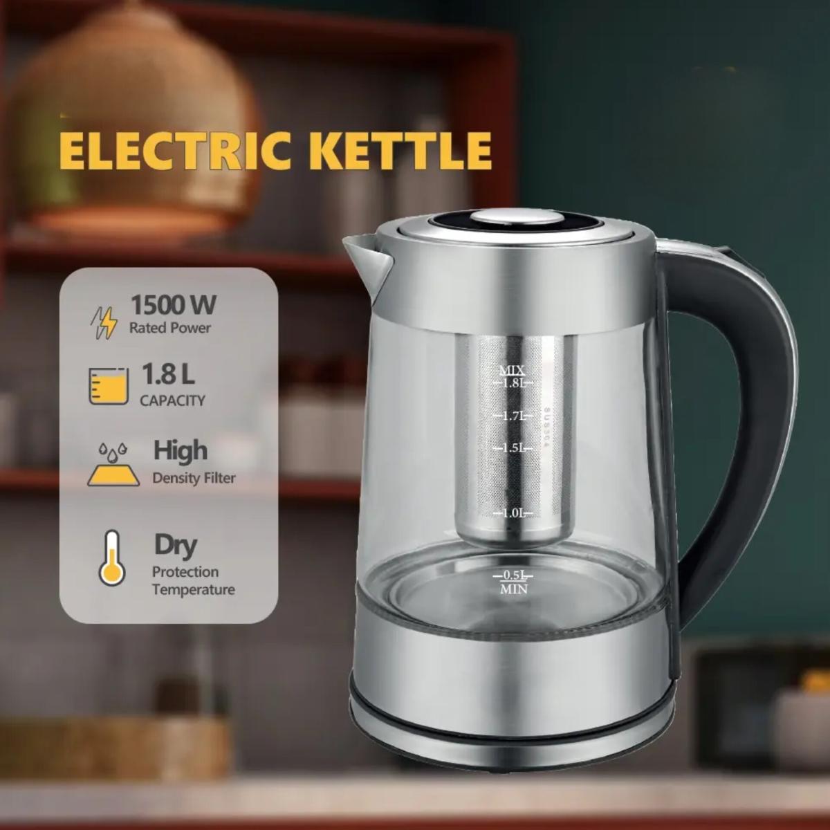 1.8L Glass Electric Kettle 1500W