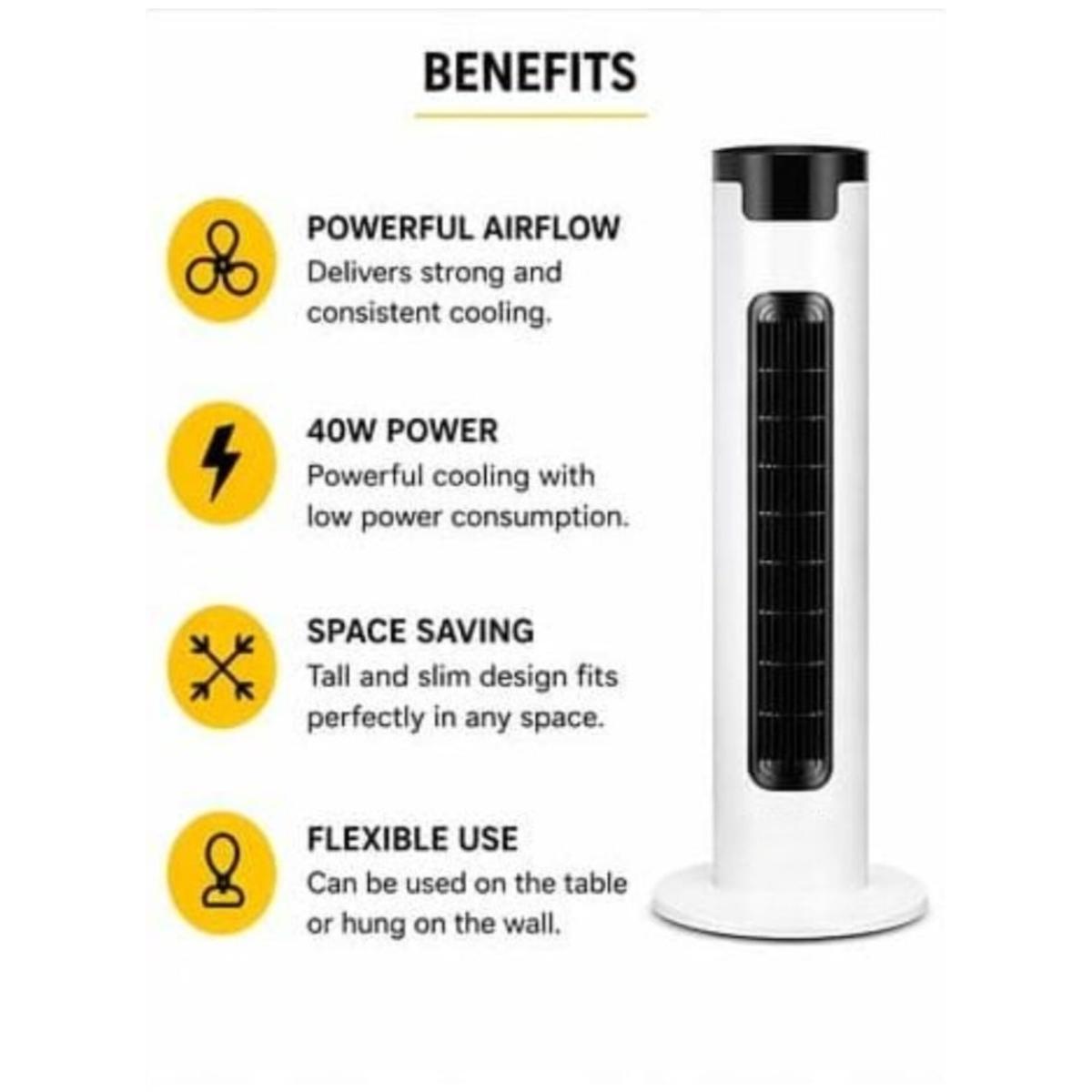 40W Tower Fan with 3 Speed Settings