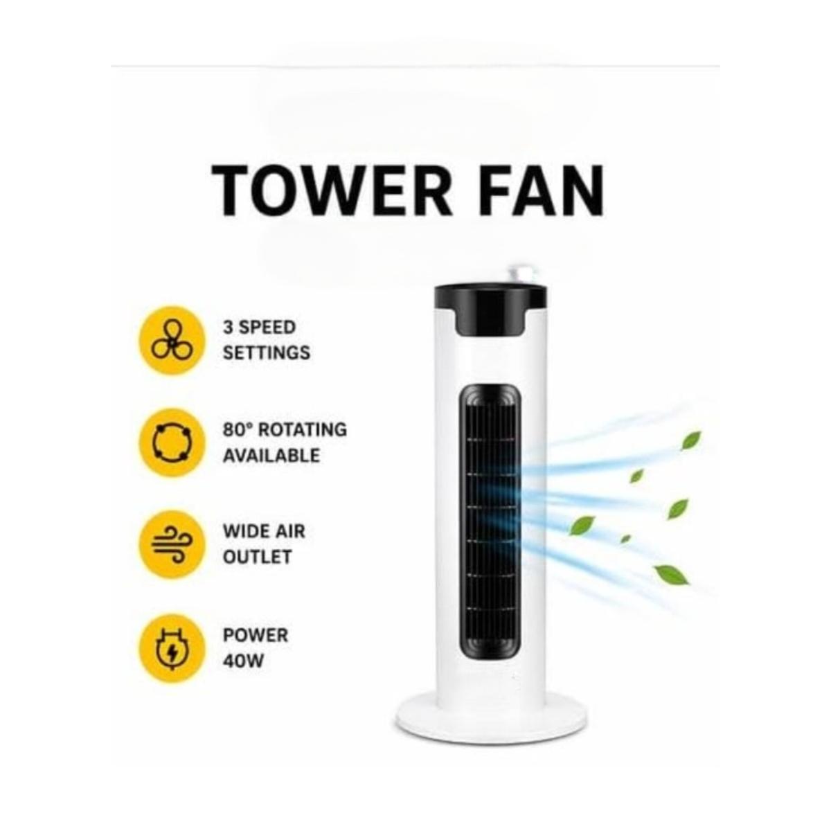 40W Tower Fan with 3 Speed Settings