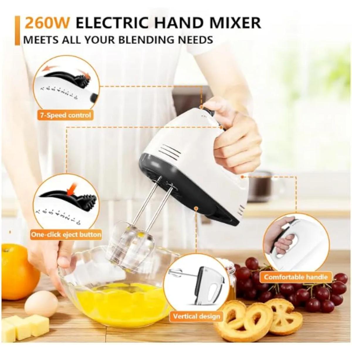 260W Electric Hand Mixer with 7 Speeds