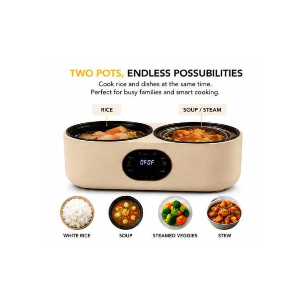 Double Pot Electric Rice Cooker 2L (1L+1L)