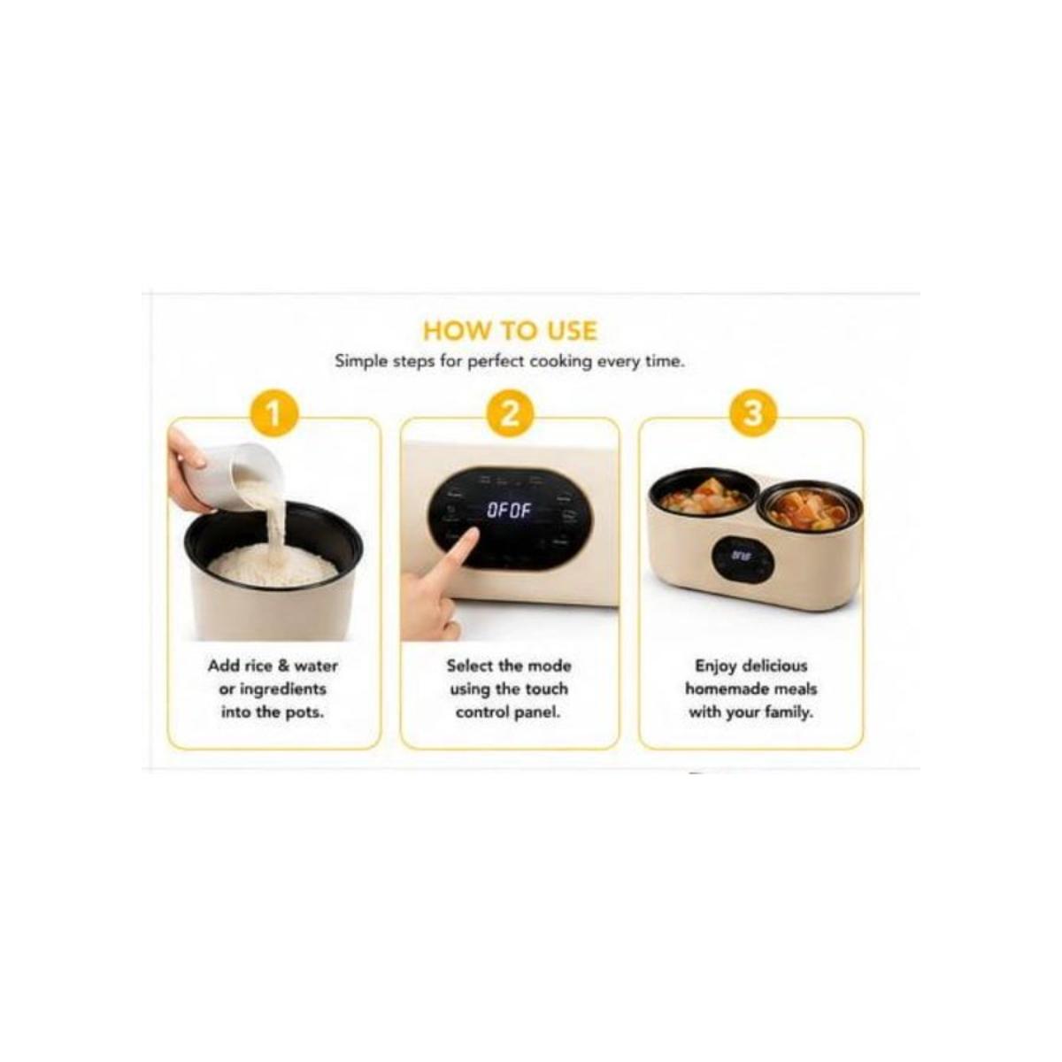 Double Pot Electric Rice Cooker 2L (1L+1L)