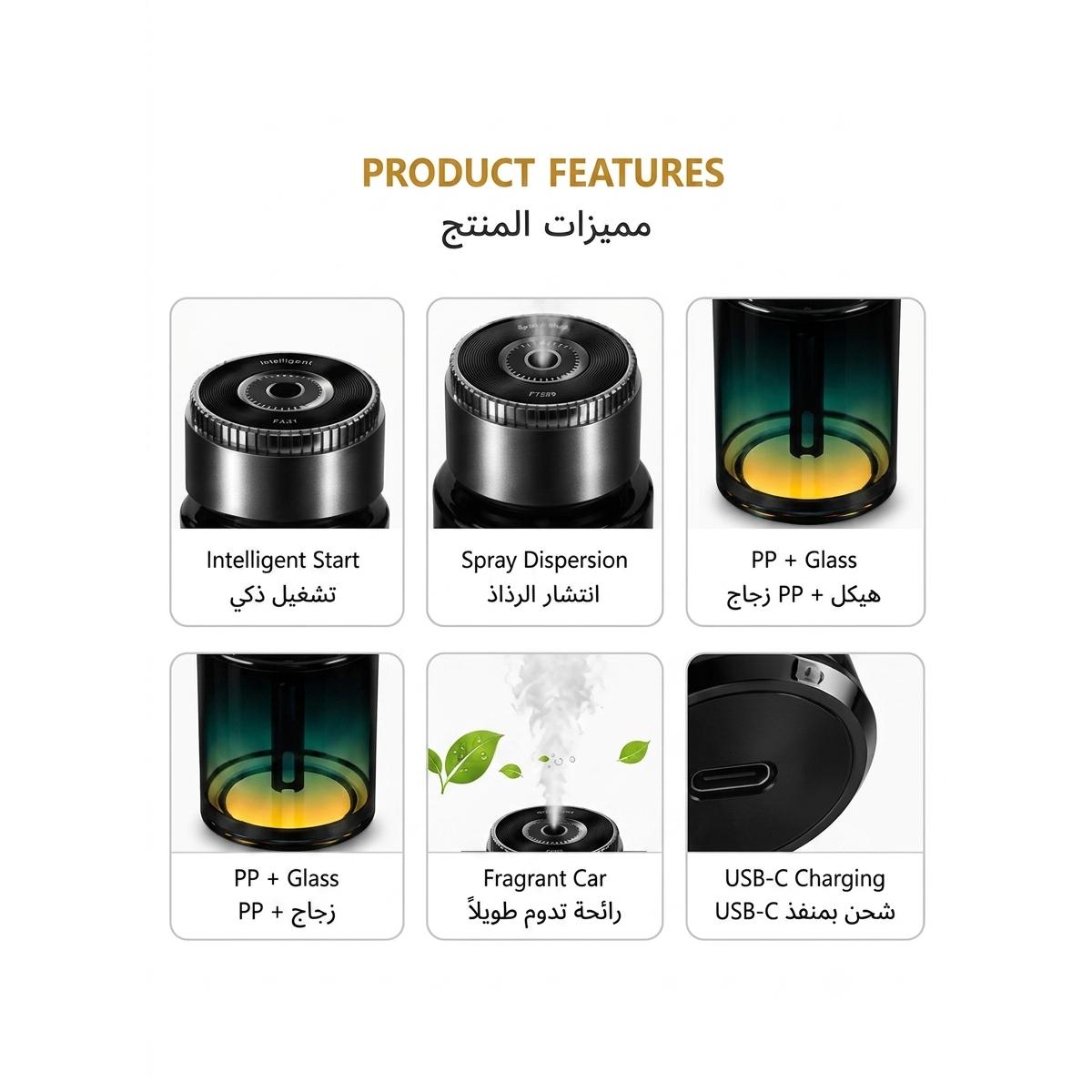 USB Rechargeable Smart Car Air Freshener Diffuser