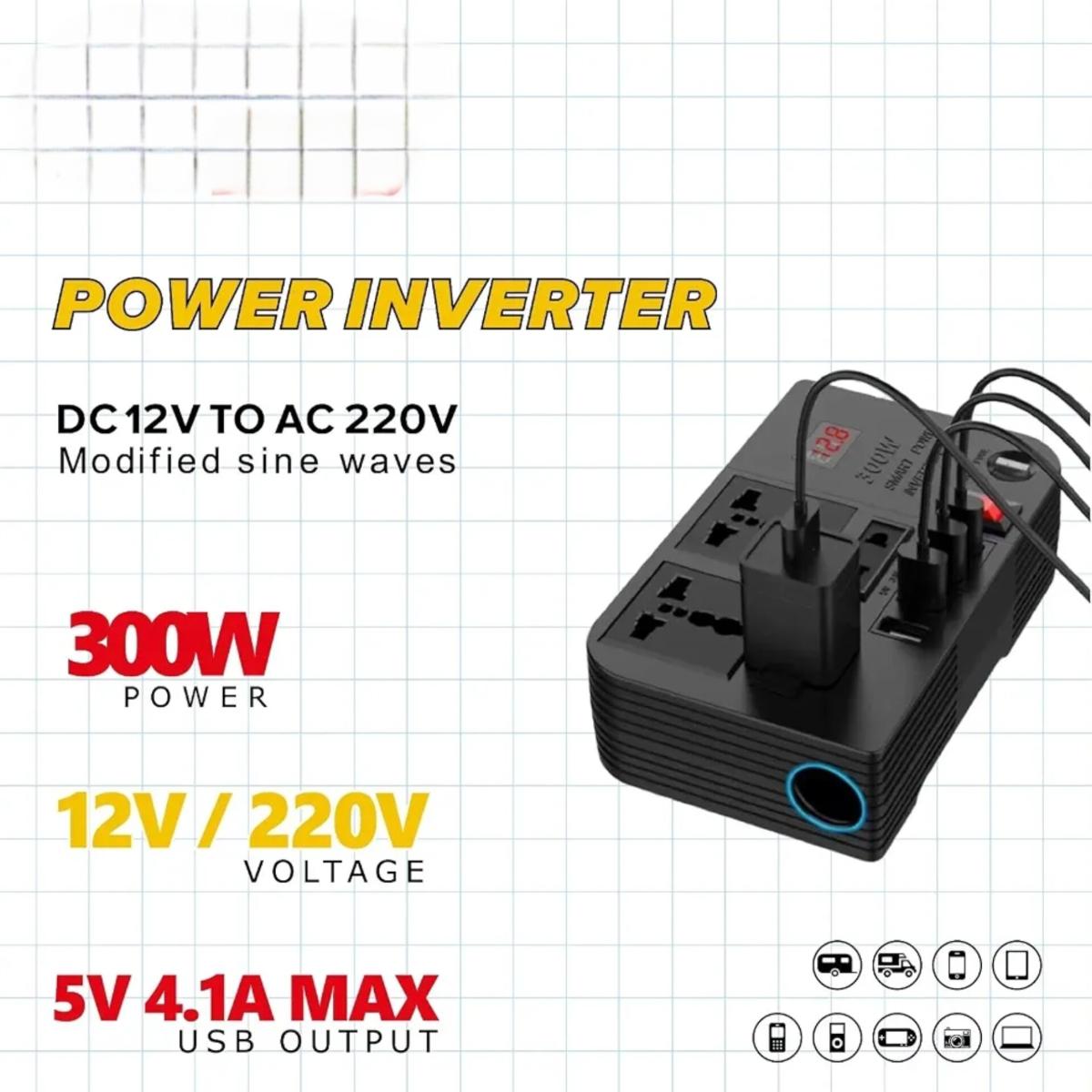 300W DC 12V to AC 220V Power Inverter