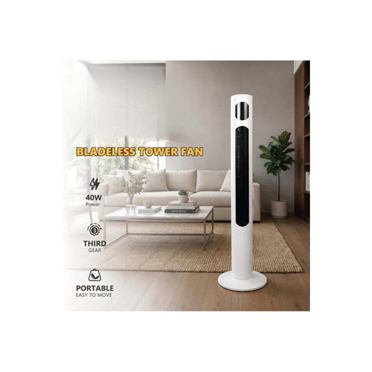 Bladeless Tower Fan 40W Portable Floor Fan