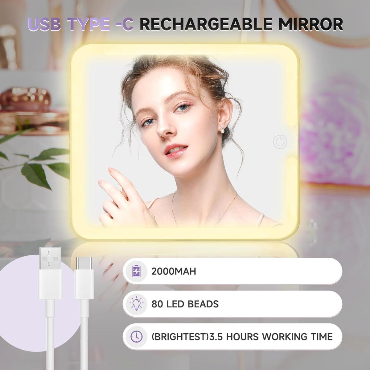 Portable Makeup Vanity Box with LED Mirror