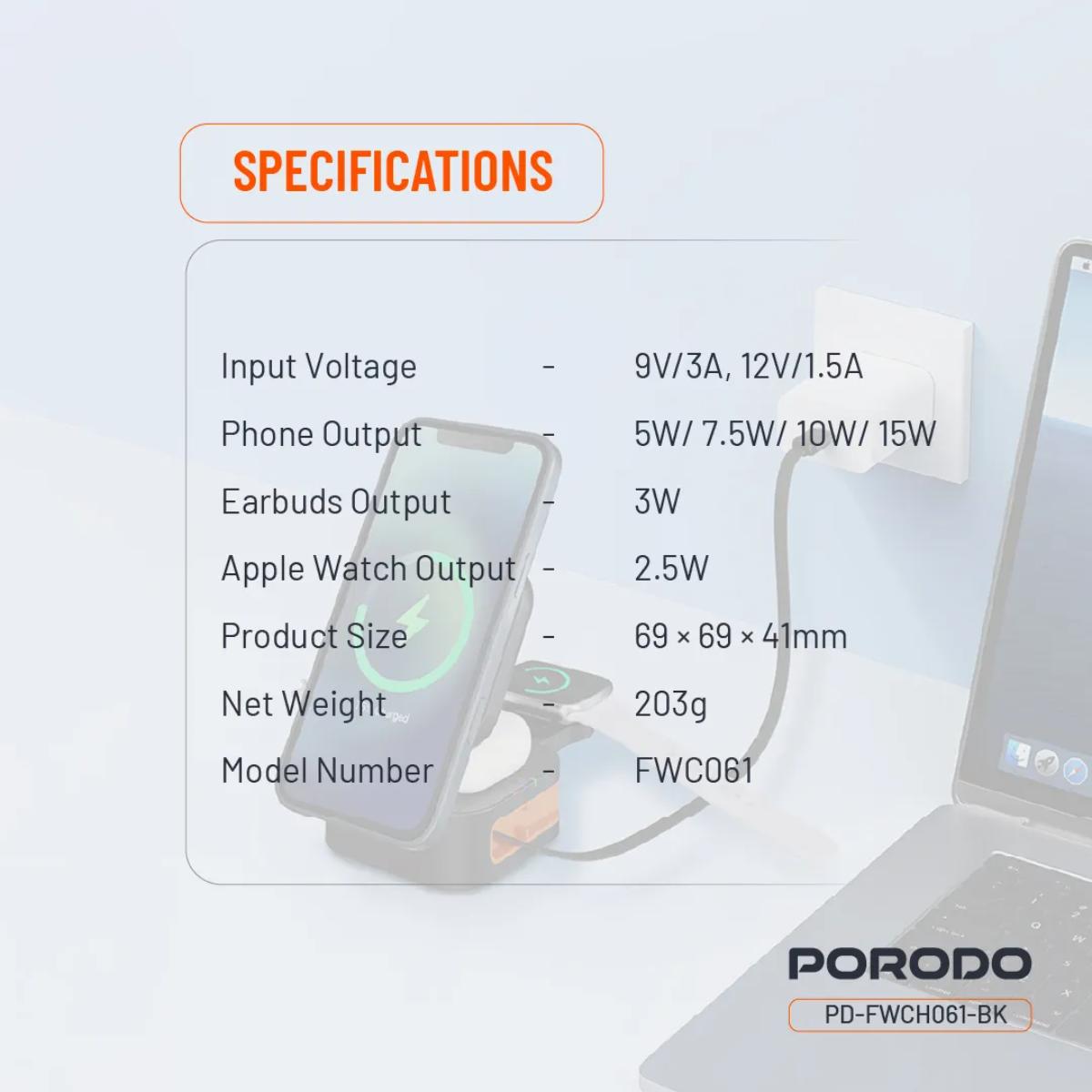 "Porodo Pocket-Sized Folding Wireless Charger "