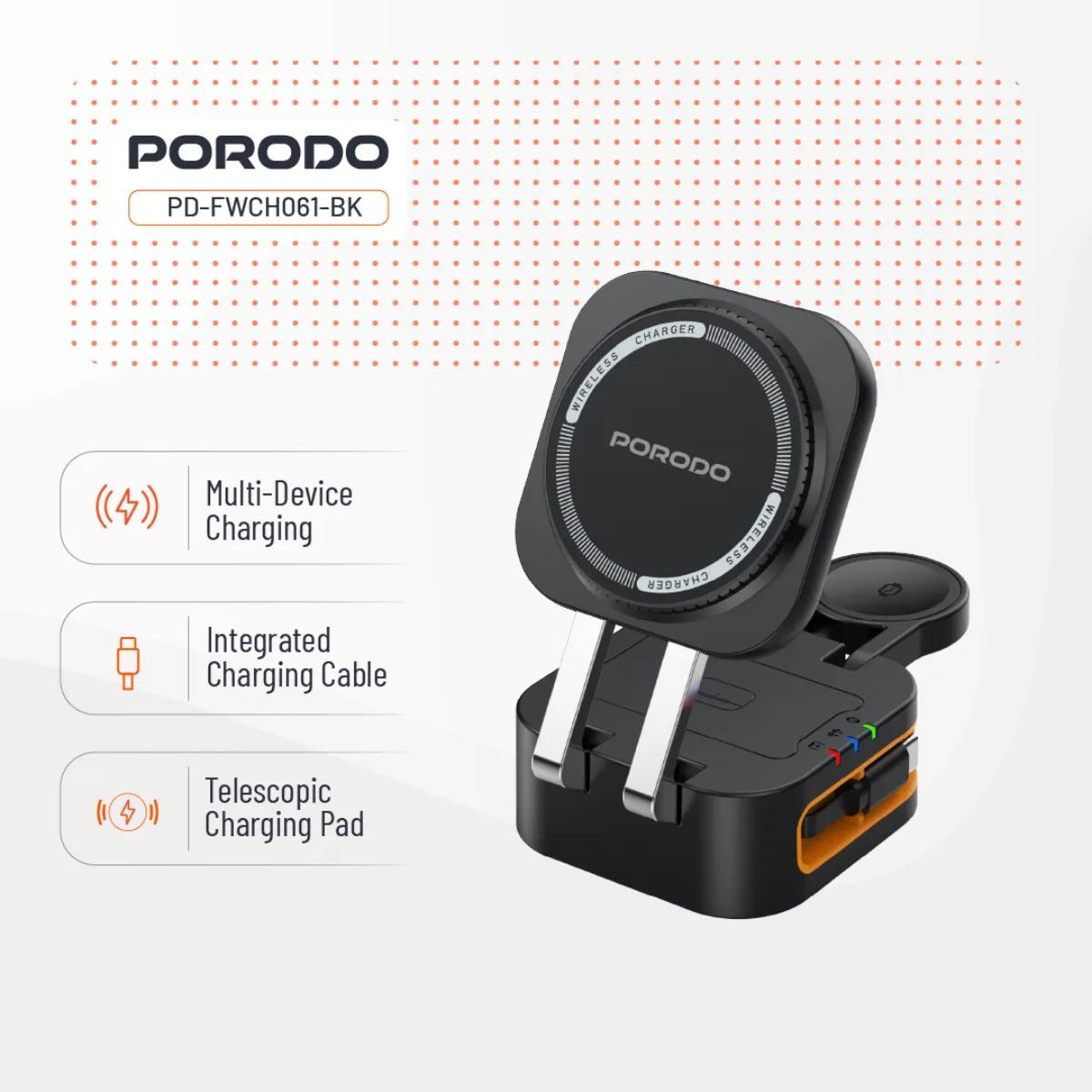 "Porodo Pocket-Sized Folding Wireless Charger "