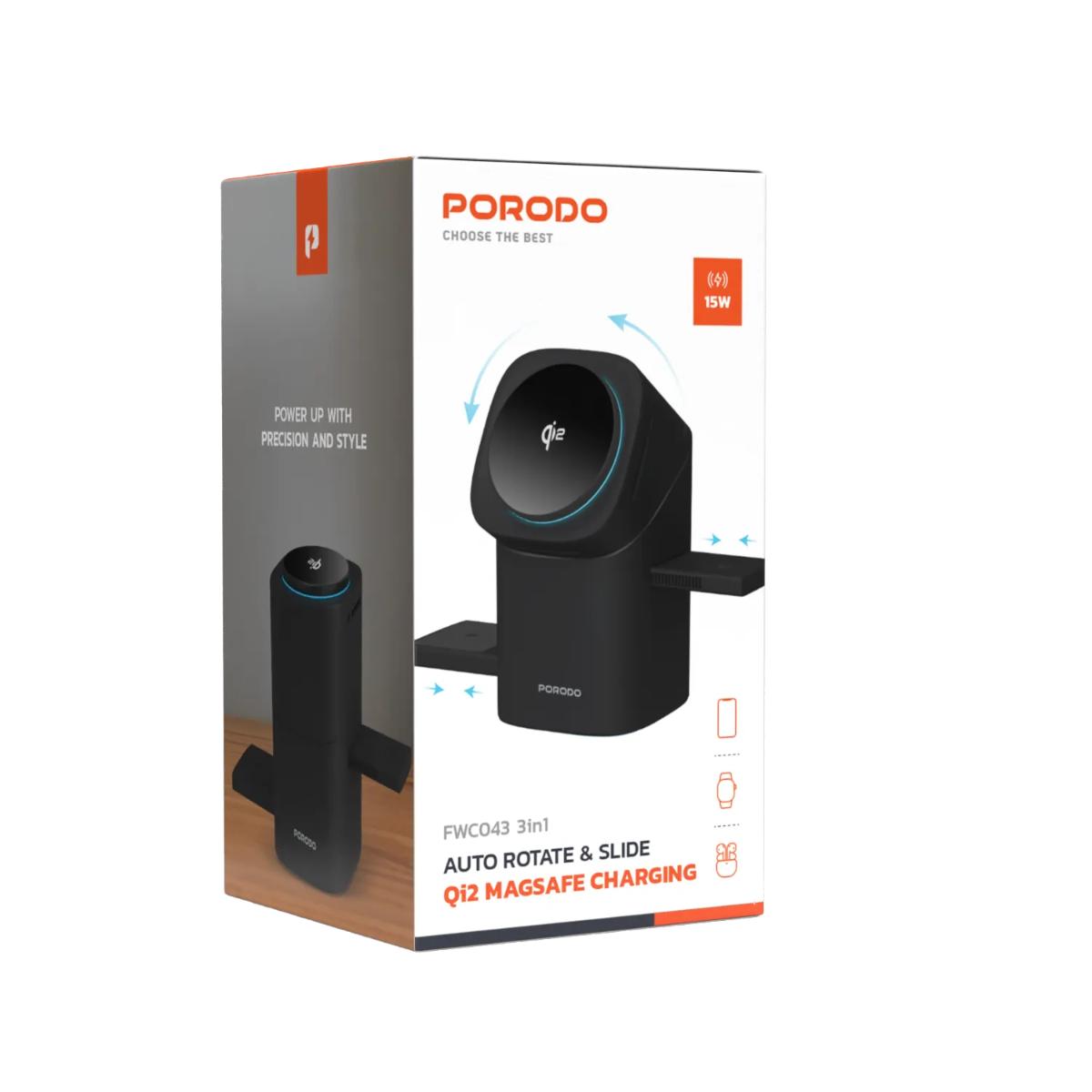 Porodo Auto Rotate & Slide Qi2 Magsafe Charging