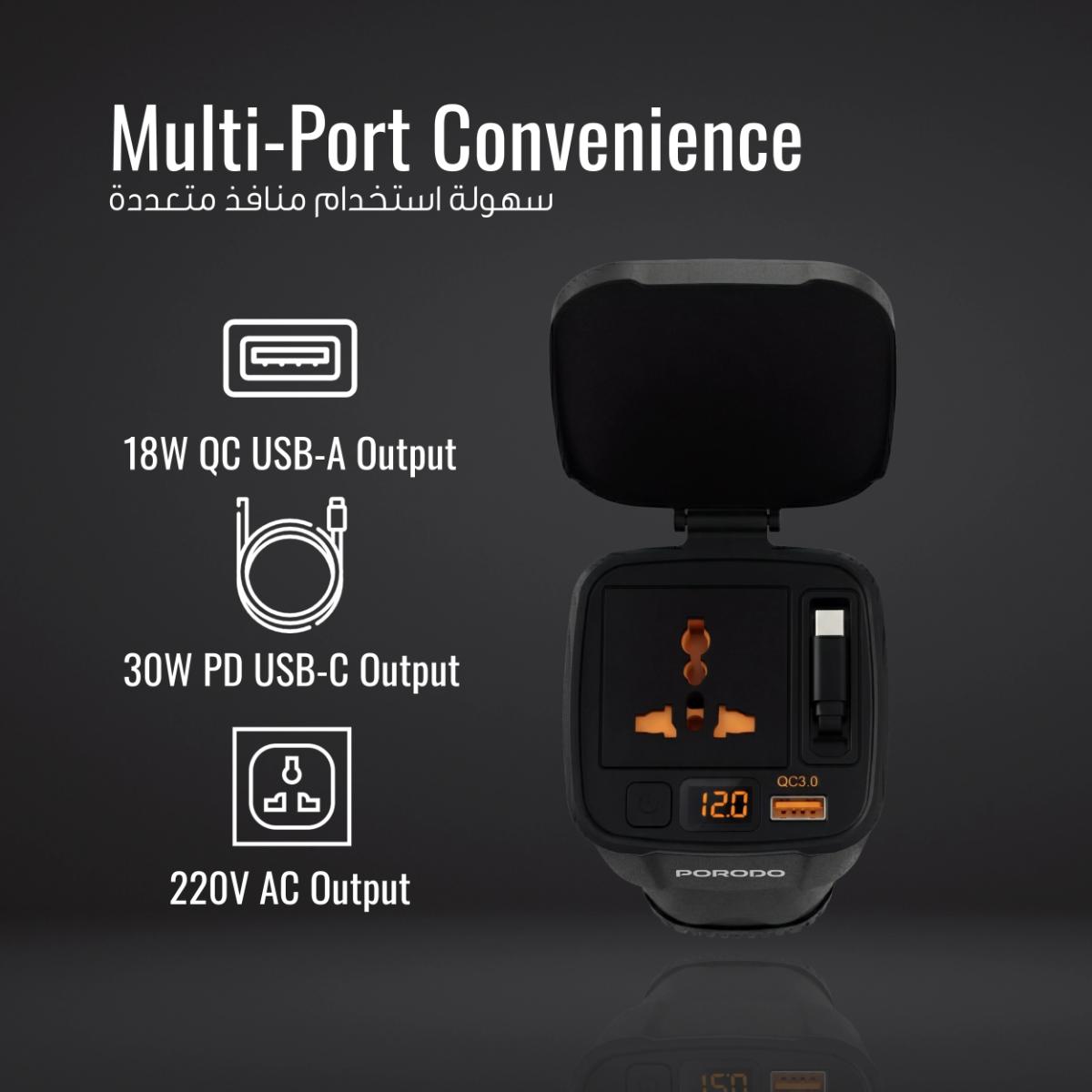 Porodo 200W Car Power Inverter