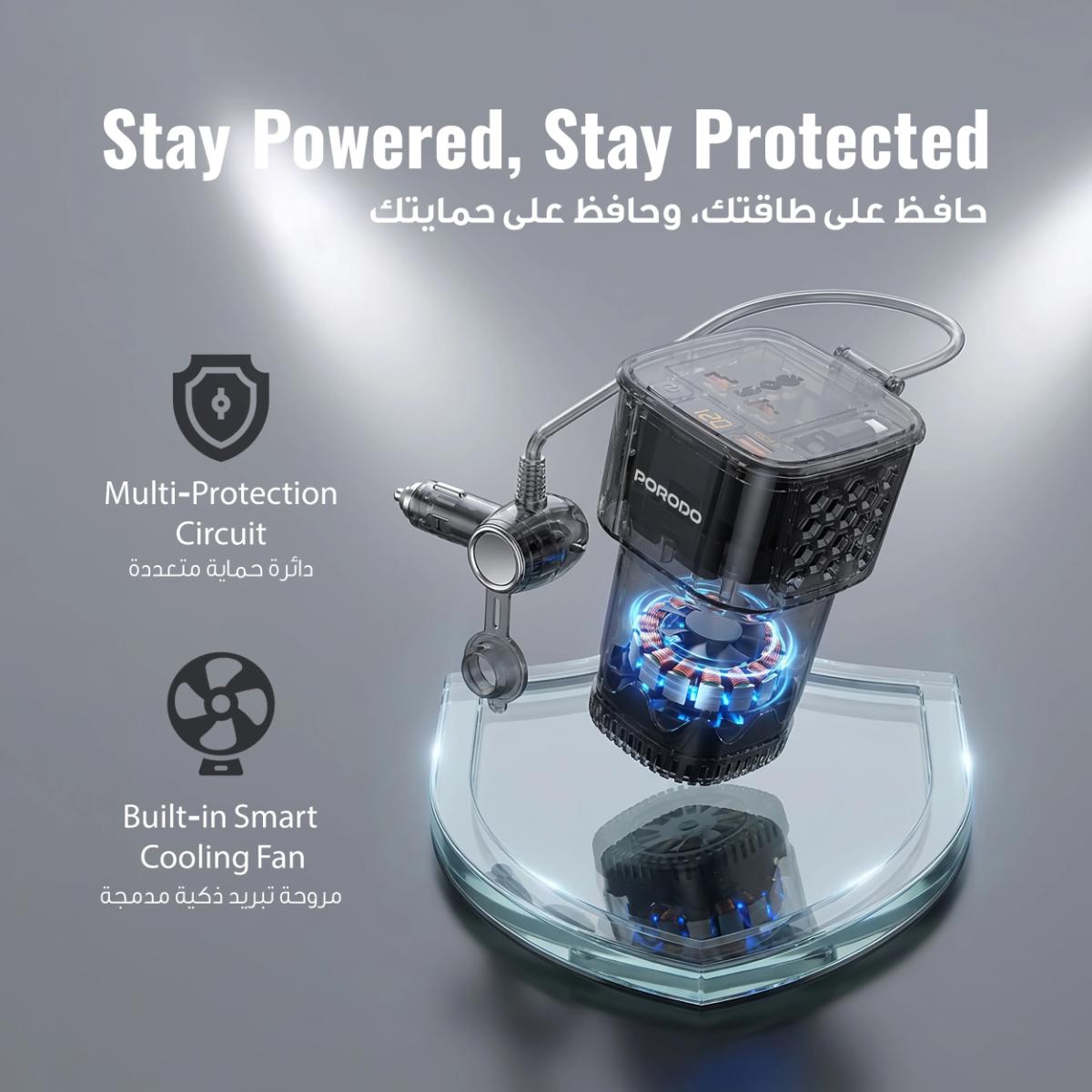 Porodo 200W Car Power Inverter