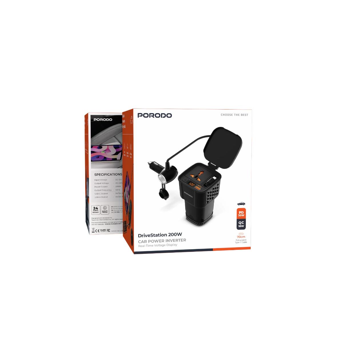 Porodo 200W Car Power Inverter
