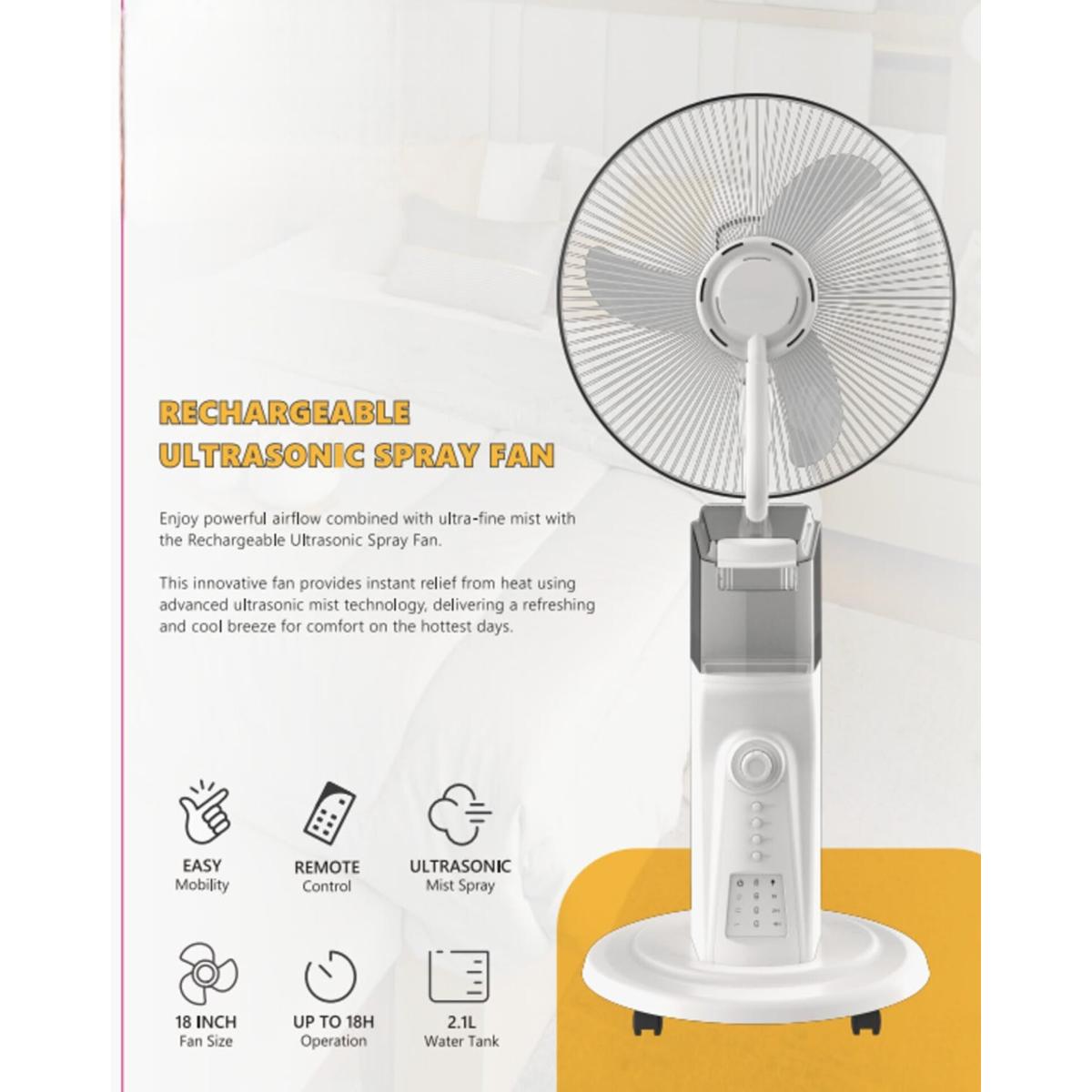 18-Inch Rechargeable Ultrasonic Mist Spray Fan