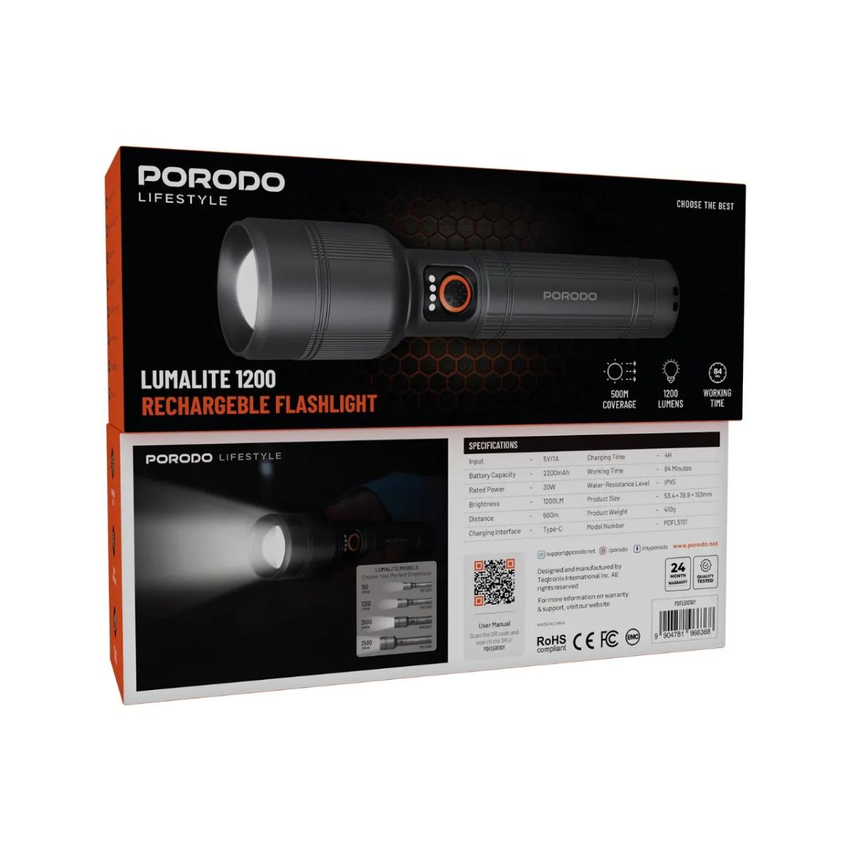 Porodo Lifestyle Lumalite 1200  Flashlight