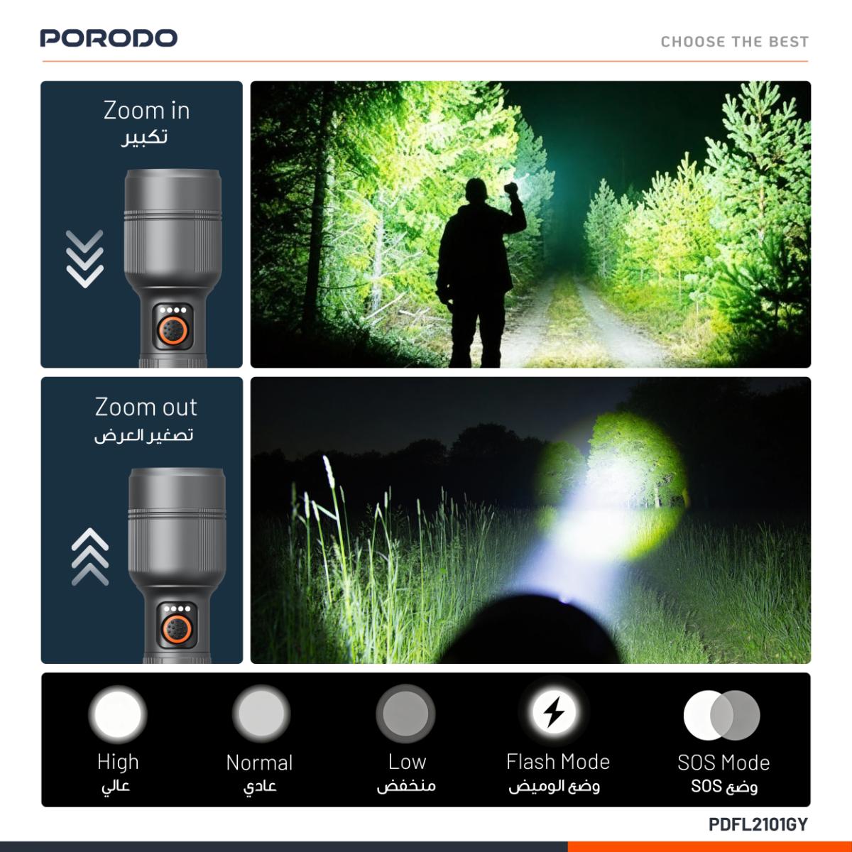 Porodo Lifestyle Lumalite 1200  Flashlight