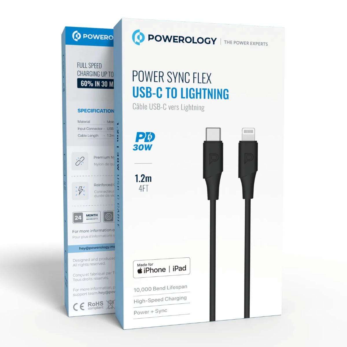 Powerology Power Sync Flex USB-C to Lightning Cable