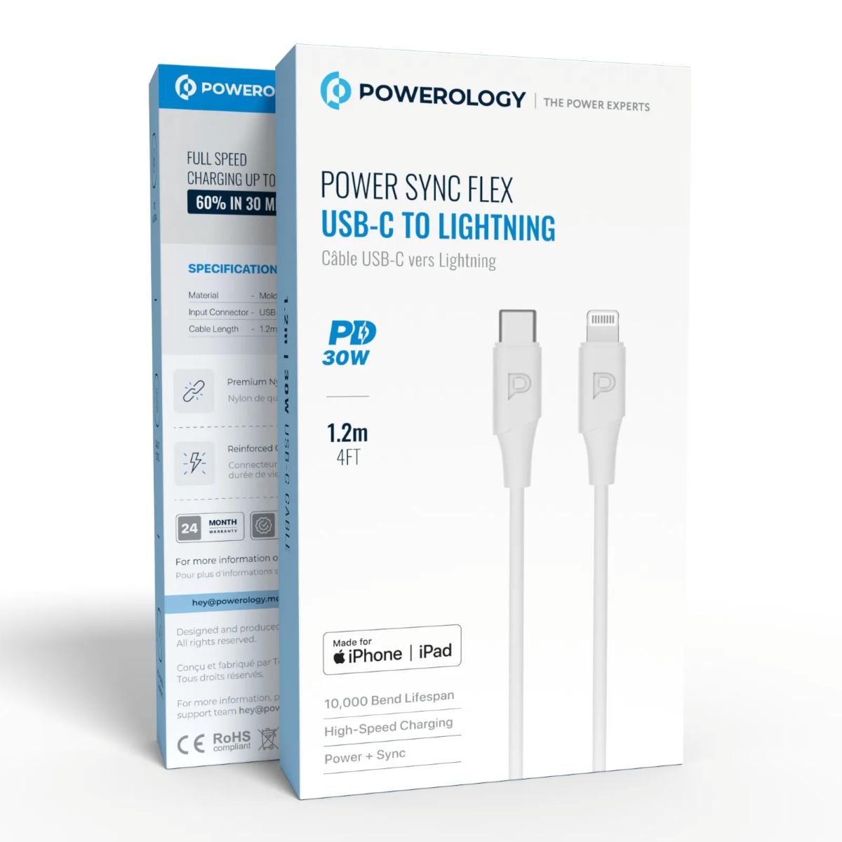 Powerology Power Sync Flex USB-C to Lightning Cable