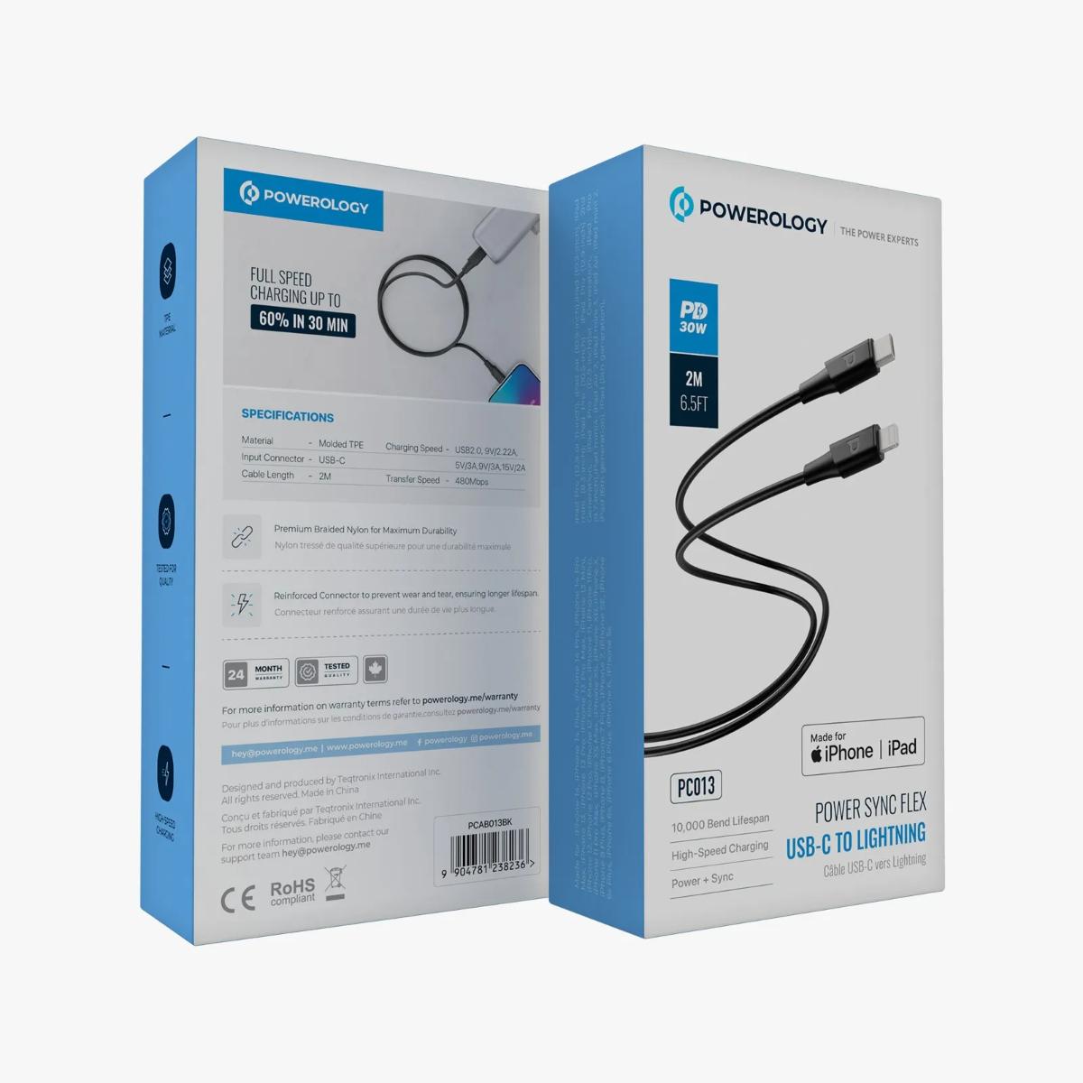 Powerology Power Sync Flex USB-C to Lightning Cable