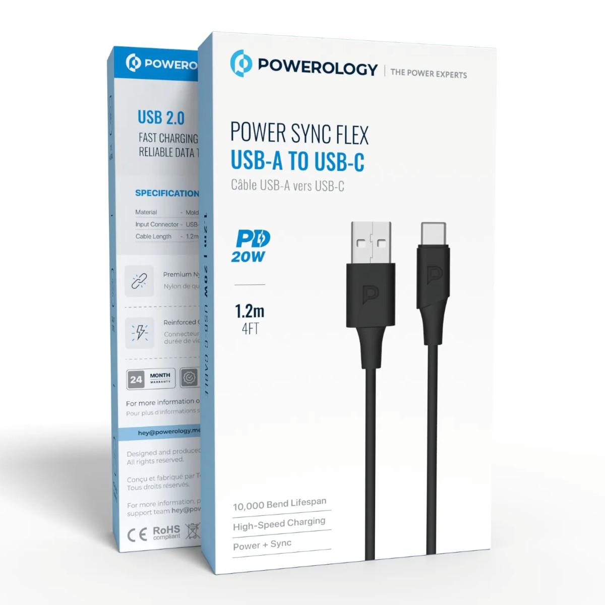 Powerology Power Sync Flex USB-A to USB-C Cable