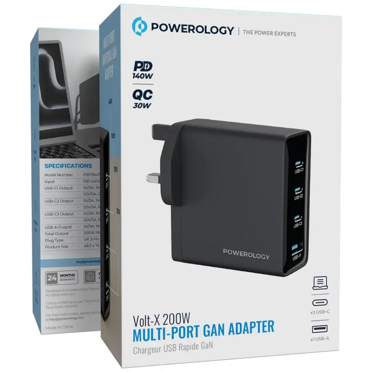Powerology Volt-X 200W 4-Port GaN Fast Charger