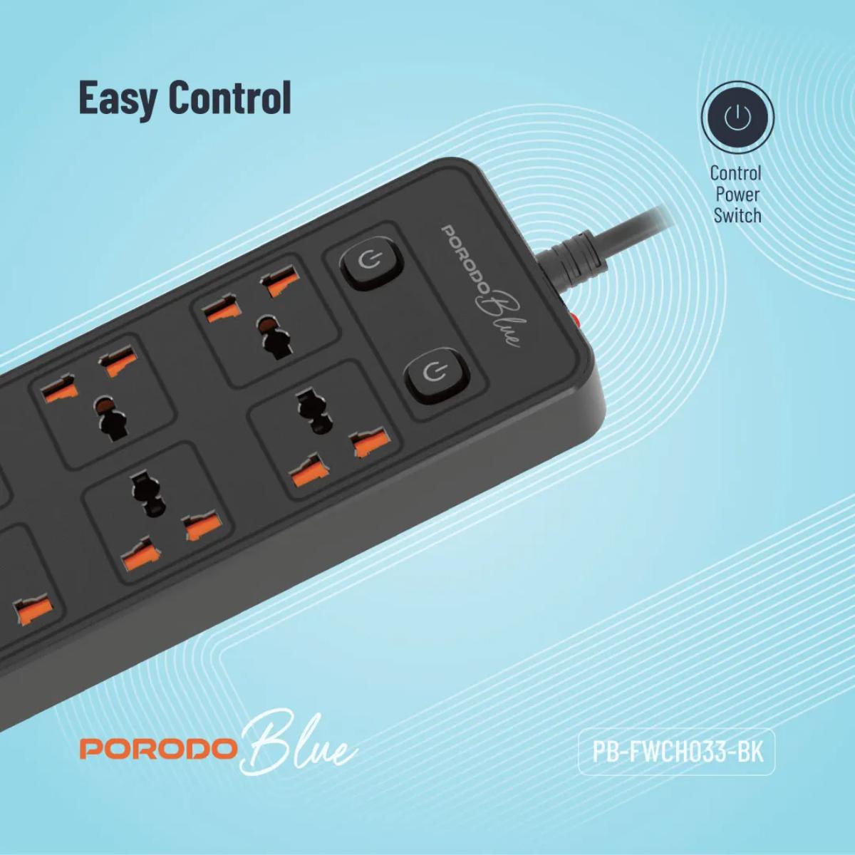 Porodo Blue 6 AC Power Strip