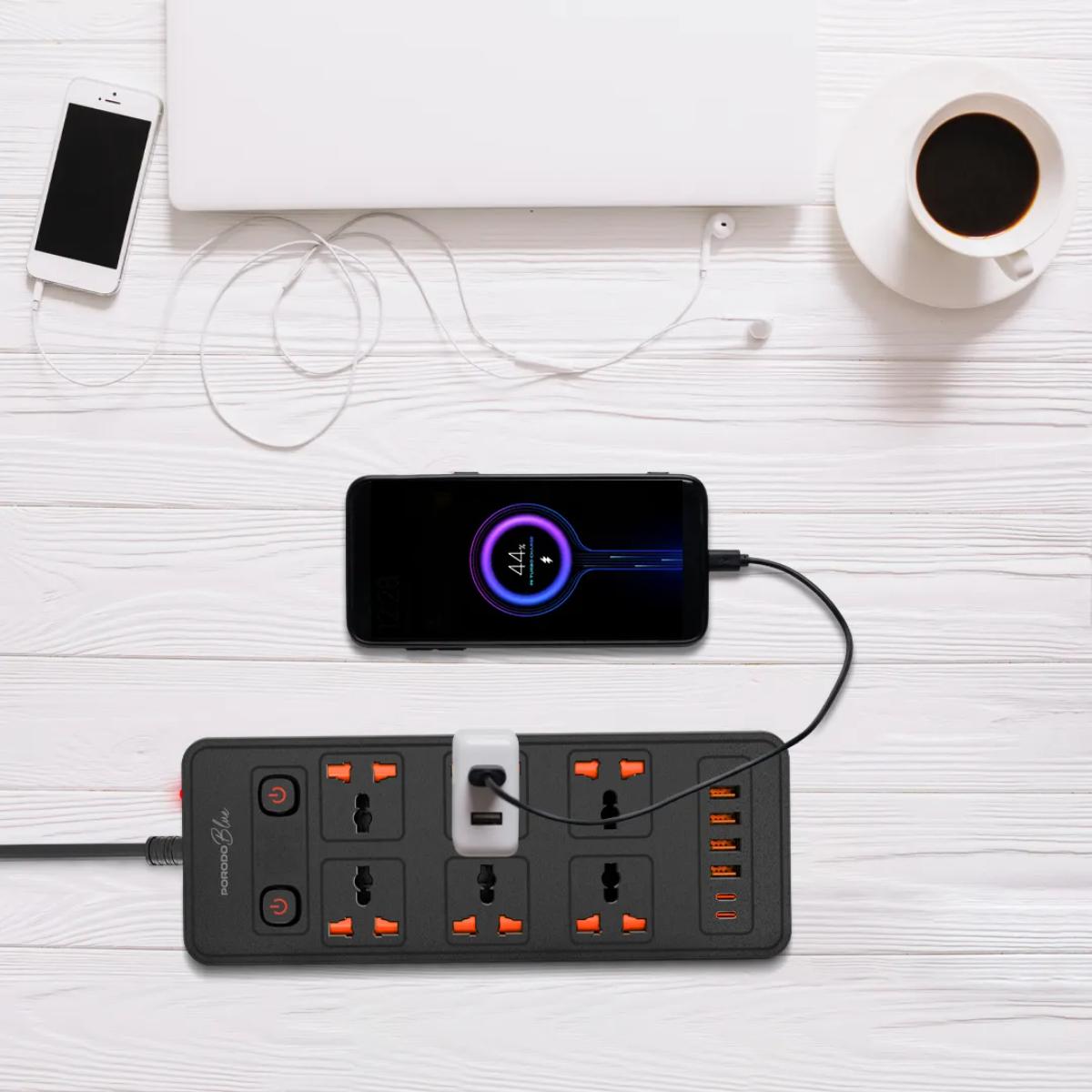 Porodo Blue 6 AC Power Strip