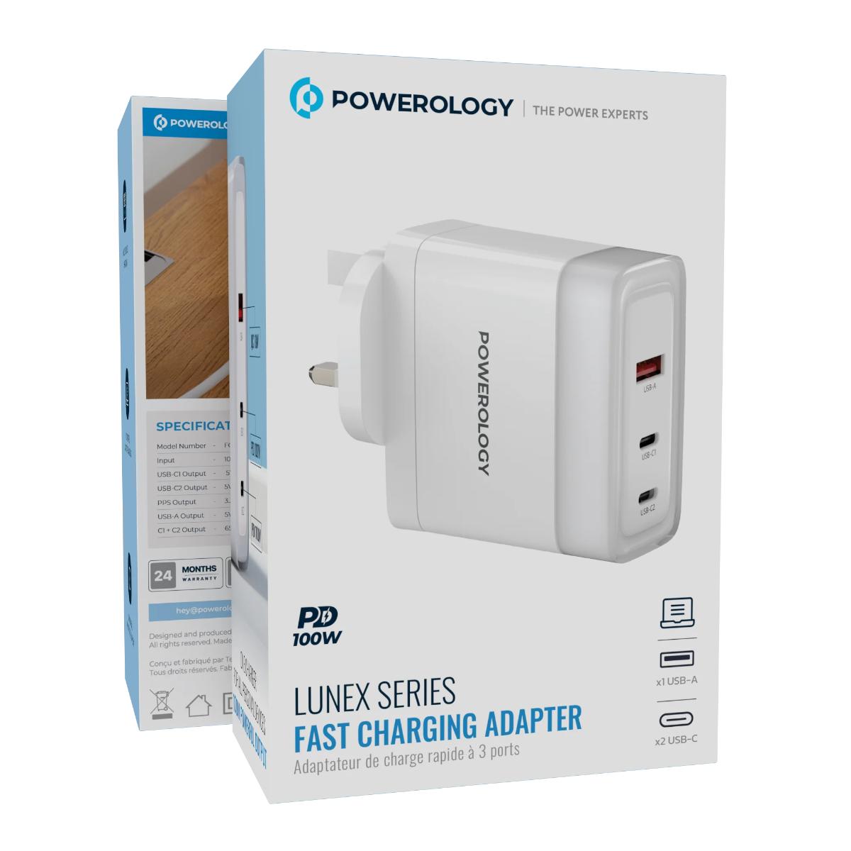 Powerology Lunex  PD Fast Charger UK 3-Pin