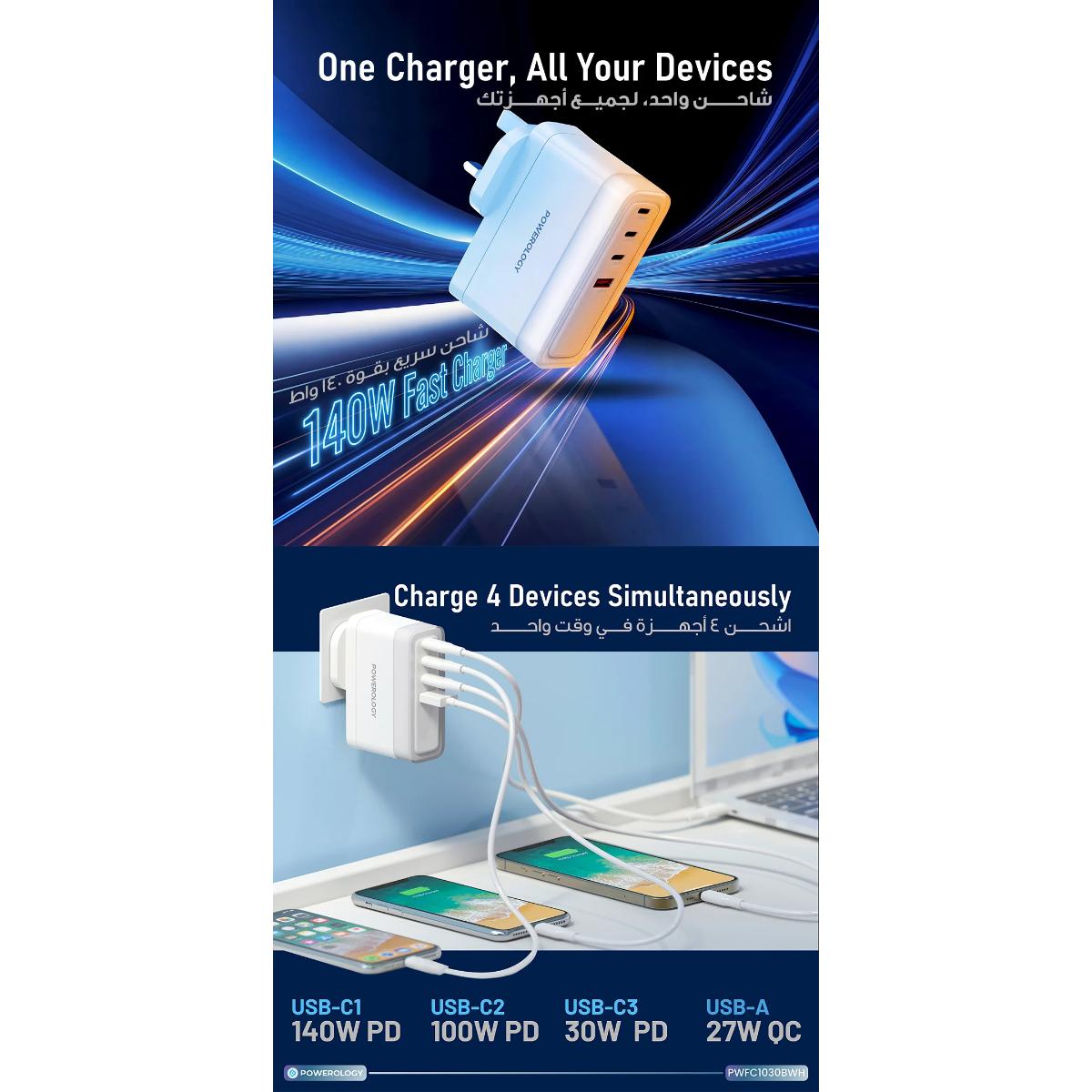 Powerology Lunex  PD GaN Fast Charger 4-Port
