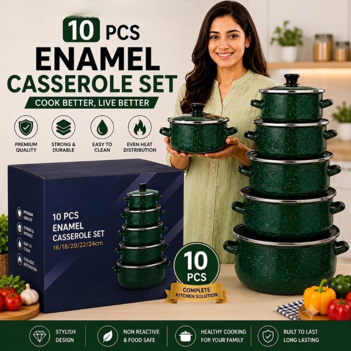 10 PCS Enamel Casserole Set