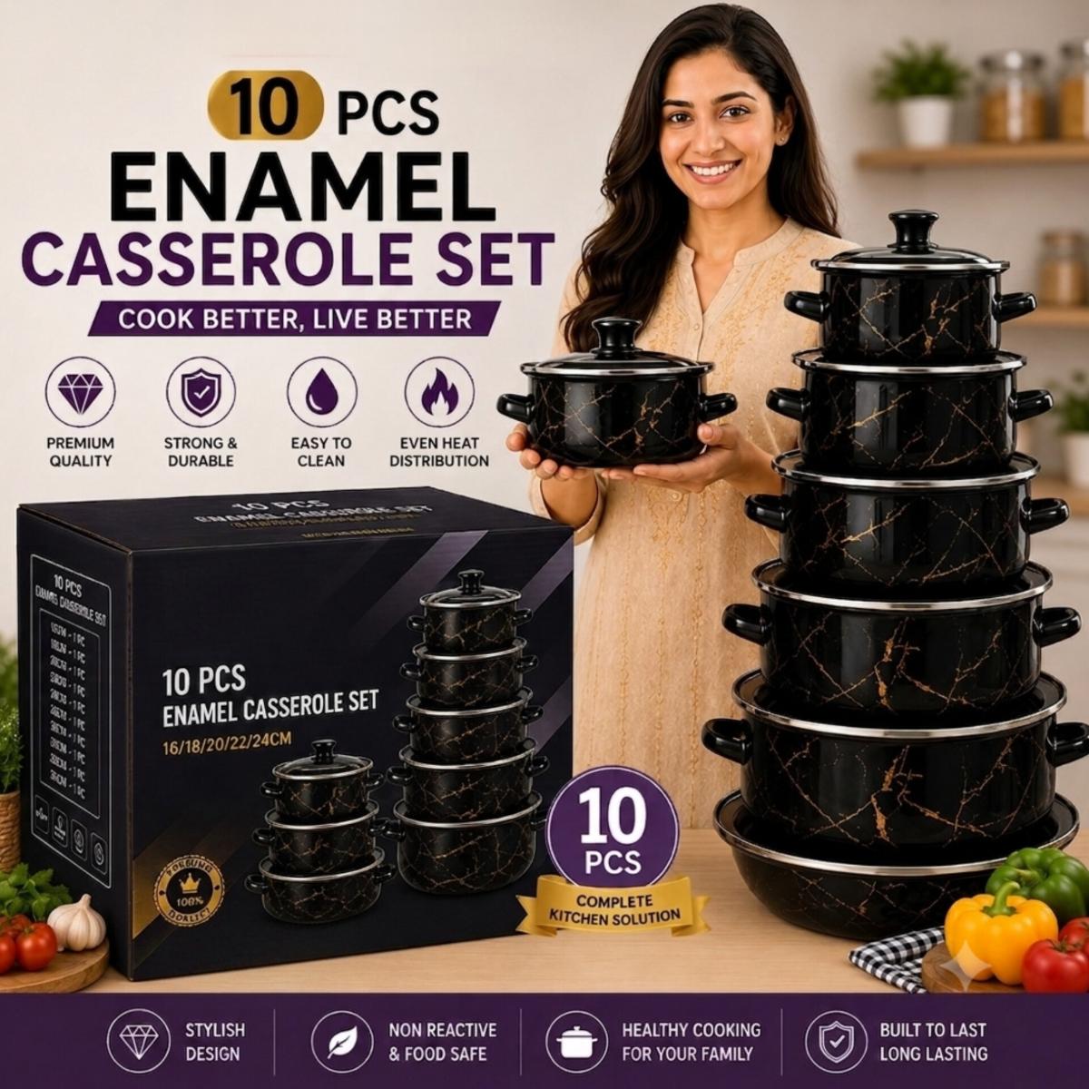 10 PCS Enamel Casserole Set