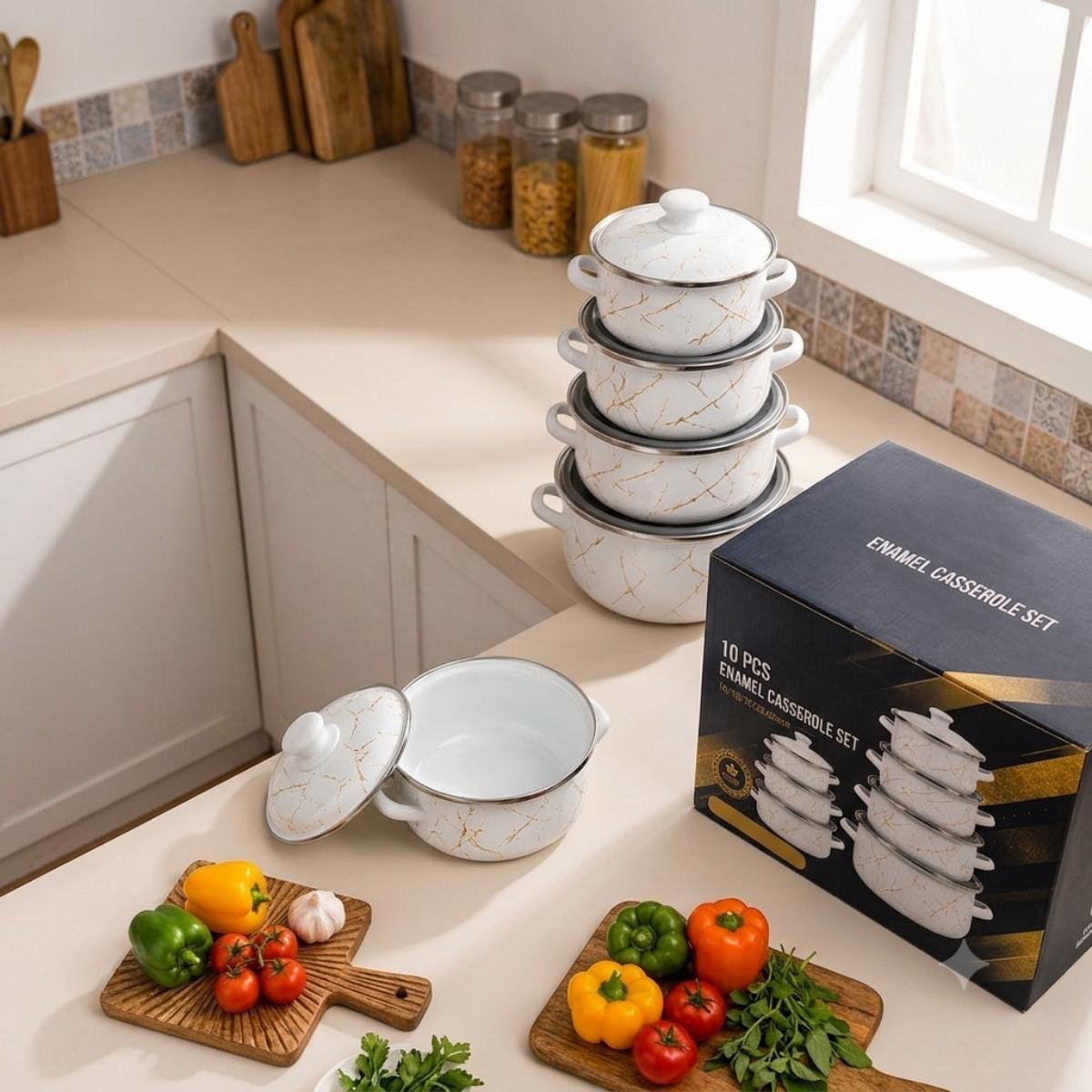 10 PCS Enamel Casserole Set