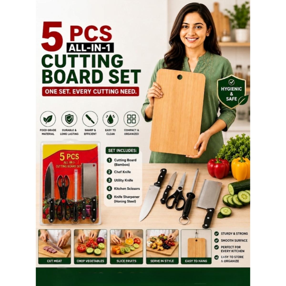 5-Piece Kitchen Cutting Board Set