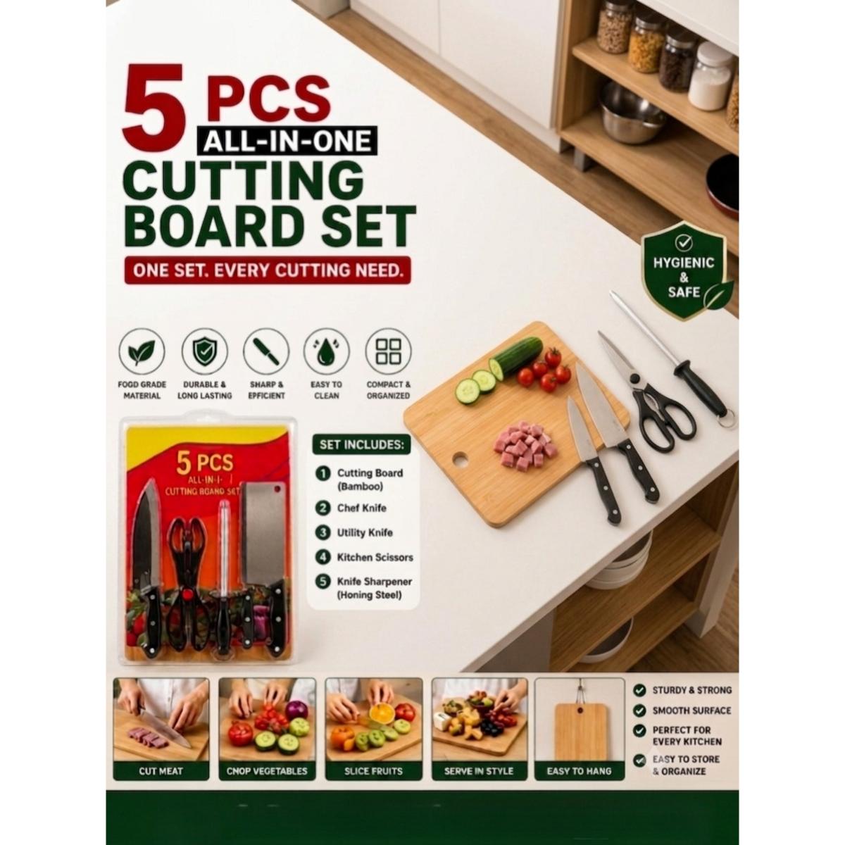 5-Piece Kitchen Cutting Board Set