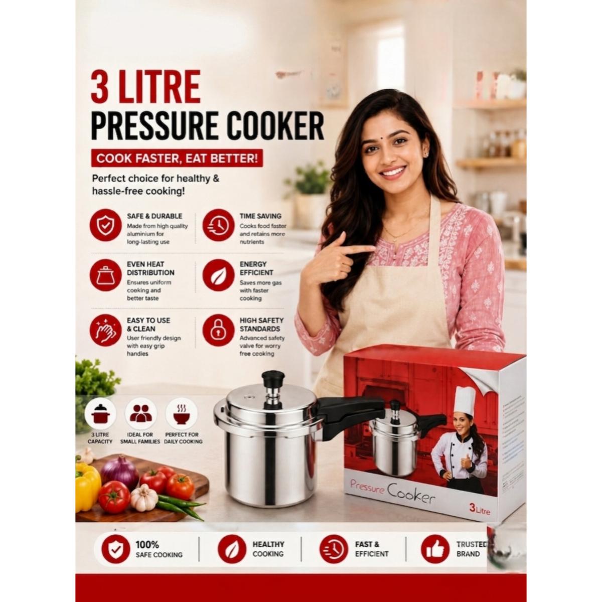 3 Litre Aluminium Pressure Cooker