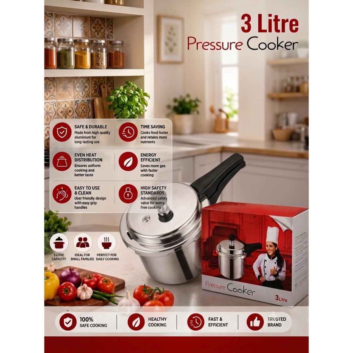 3 Litre Aluminium Pressure Cooker