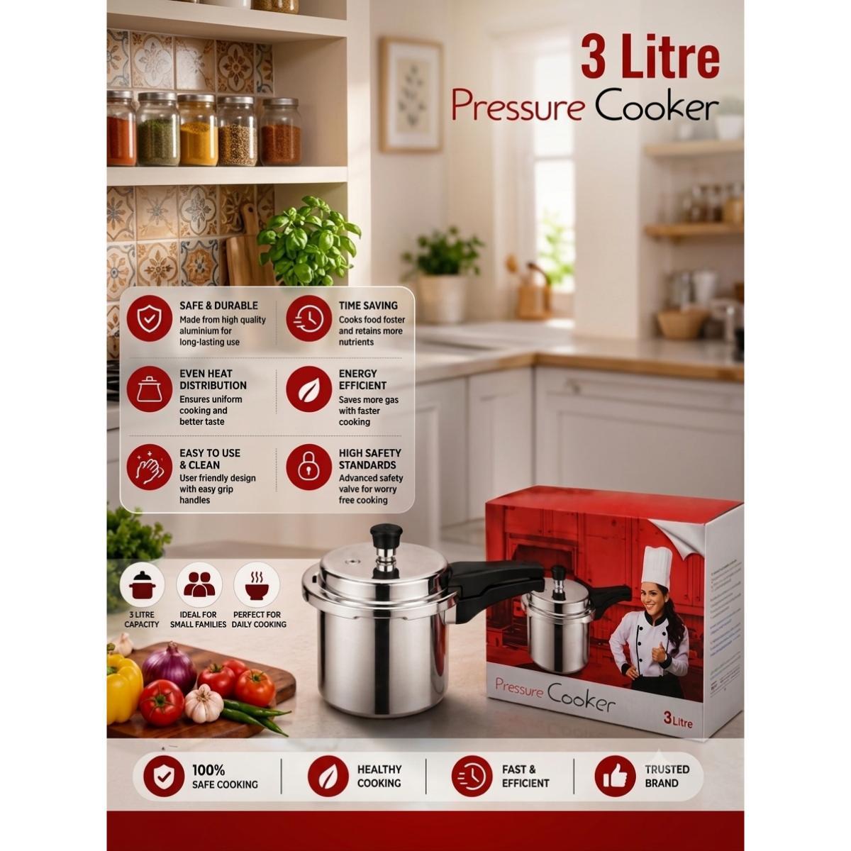 3 Litre Aluminium Pressure Cooker