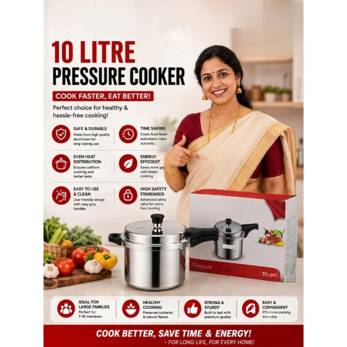 10 Litre Aluminium Pressure Cooker
