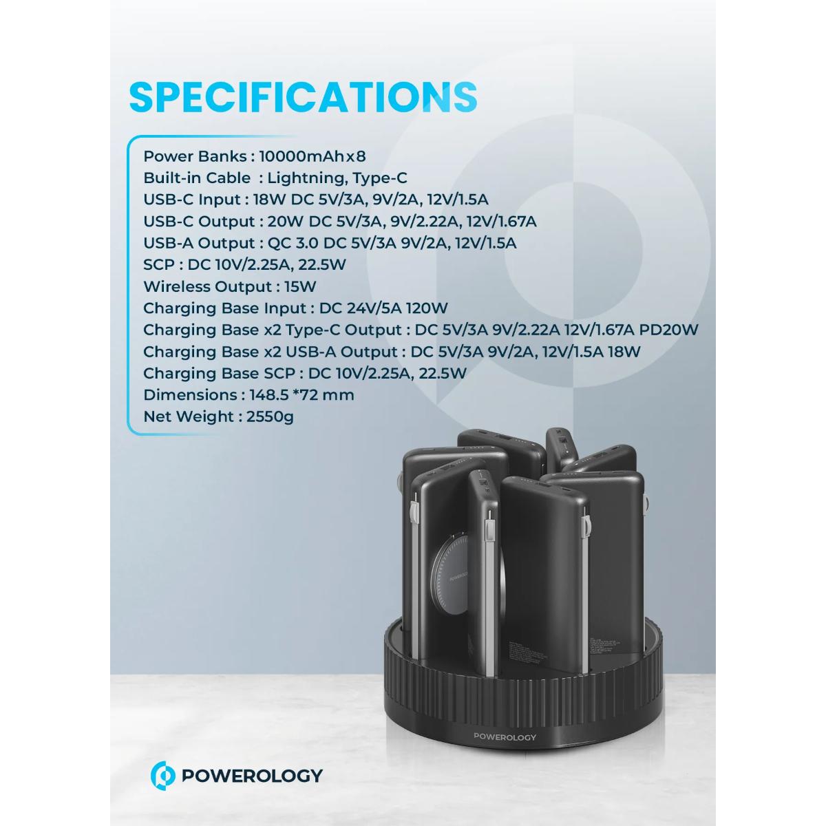 Powerology 8 x 10000mAh Power Bank Terminal