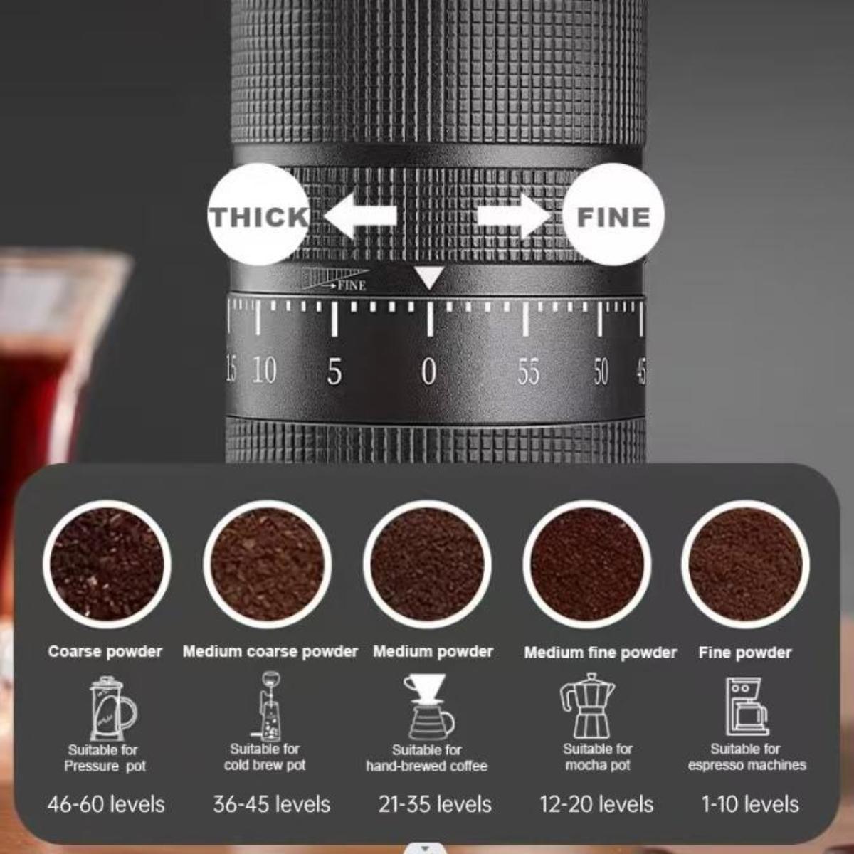 Manual Coffee Grinder with 60 Adjustable Grind Settings