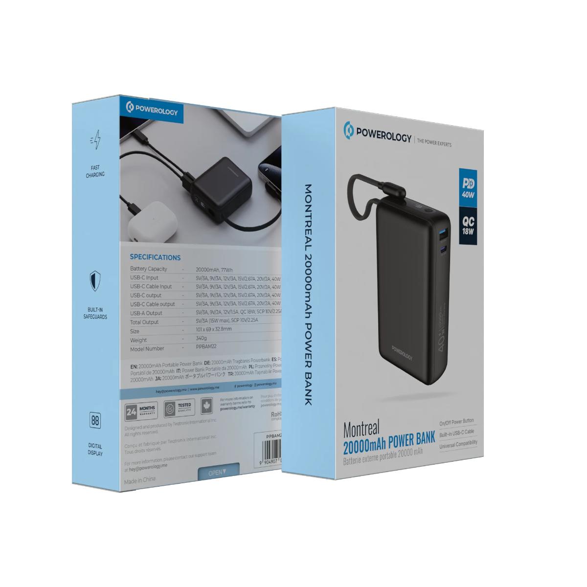 Powerology Montreal 20000mAh Power Bank