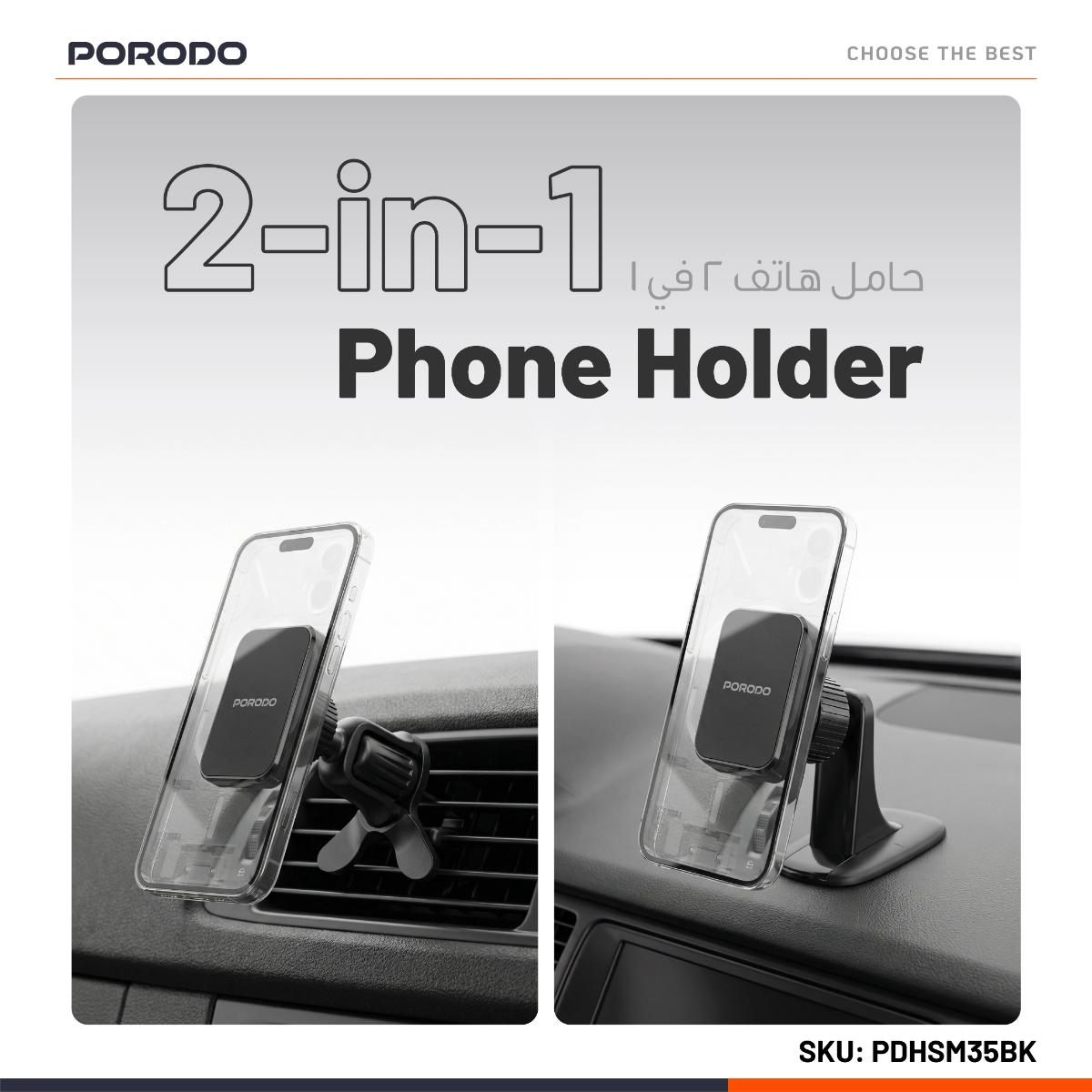 Porodo Dual Mount Magnetic Phone Holder