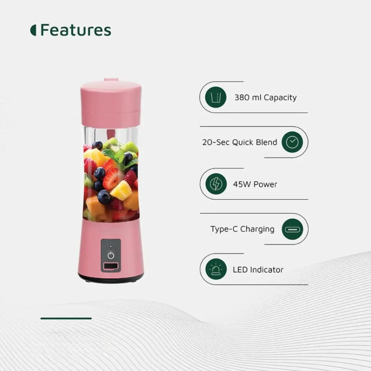 Portable Blender 380ml, 45W Rechargeable Personal Juicer