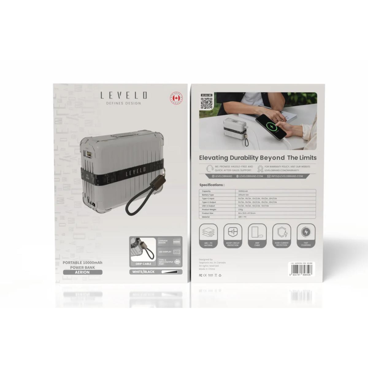 Levelo Portable 10000mAh Power Bank Aerion