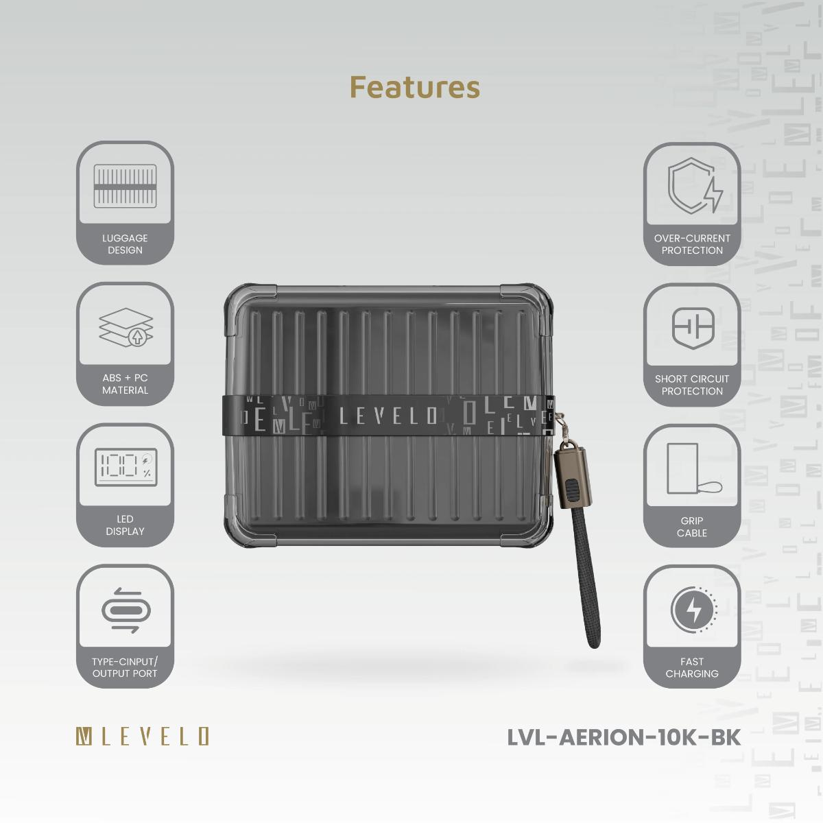 Levelo Portable 10000mAh Power Bank Aerion
