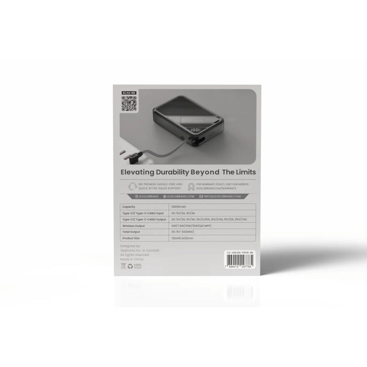 Levelo AirLink 10000mAh Qi2 MagSafe Power Bank
