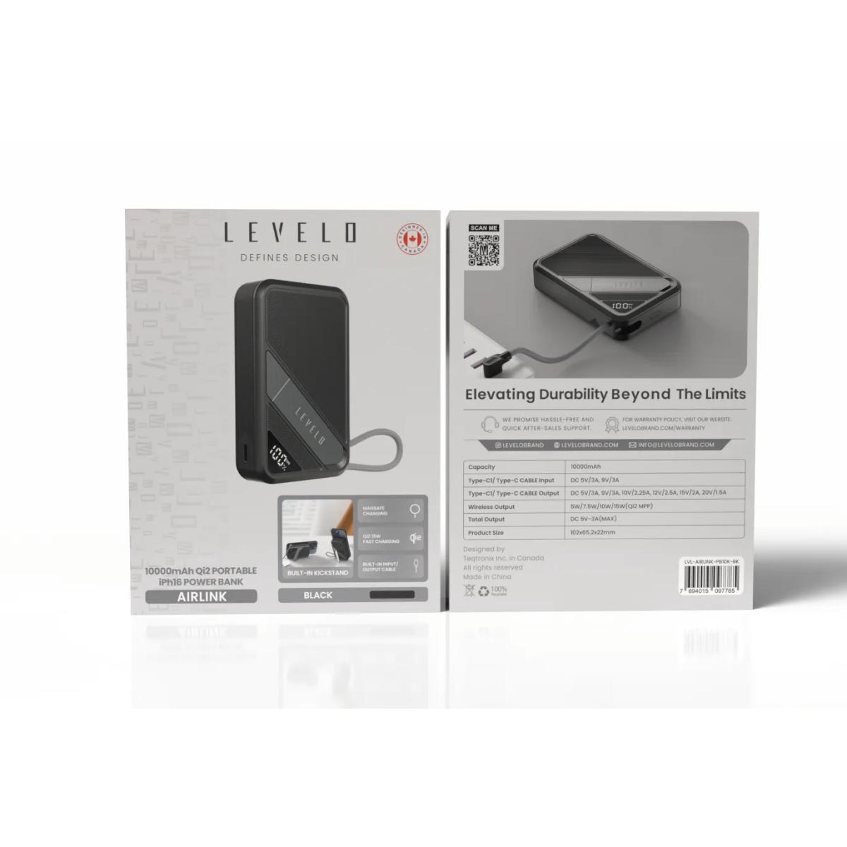 Levelo AirLink 10000mAh Qi2 MagSafe Power Bank