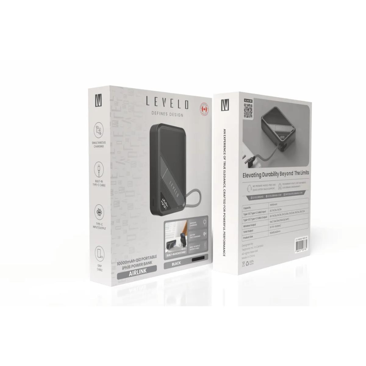 Levelo AirLink 10000mAh Qi2 MagSafe Power Bank